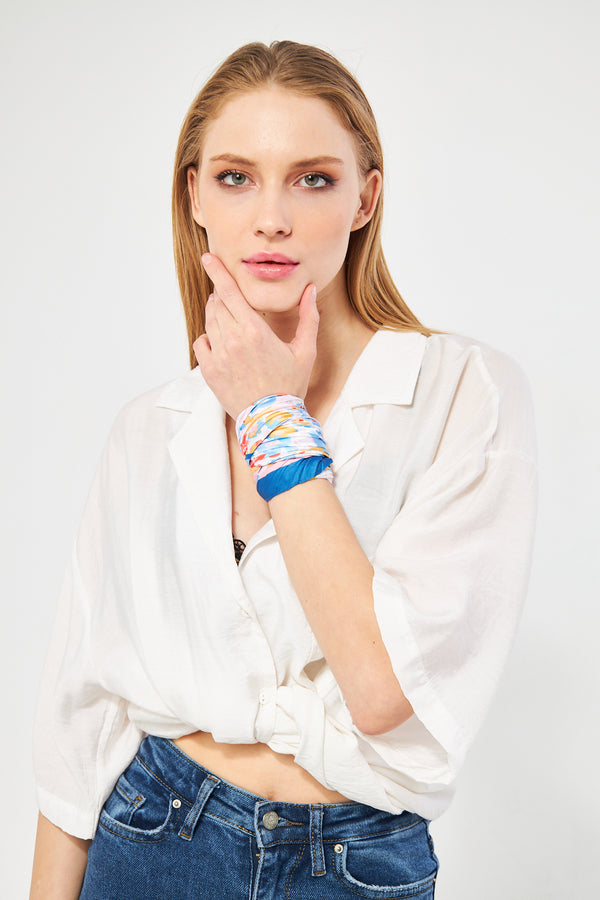 Desenli Plise Fular - Renkli Desenli Kadın Fular