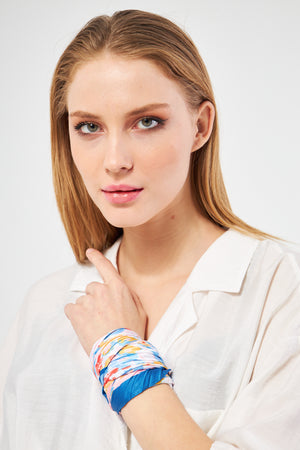 Desenli Plise Fular - Renkli Desenli Kadın Fular