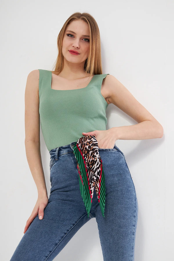 Desenli Plise Fular - Renkli Desenli Kadın Fular