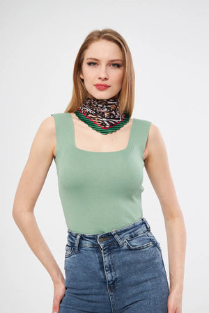 Desenli Plise Fular - Renkli Desenli Kadın Fular