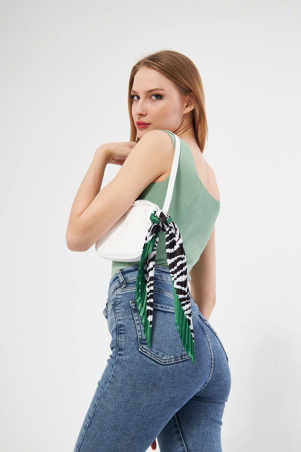 Desenli Plise Fular - Renkli Desenli Kadın Fular