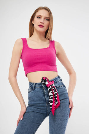 Desenli Plise Fular - Renkli Desenli Kadın Fular