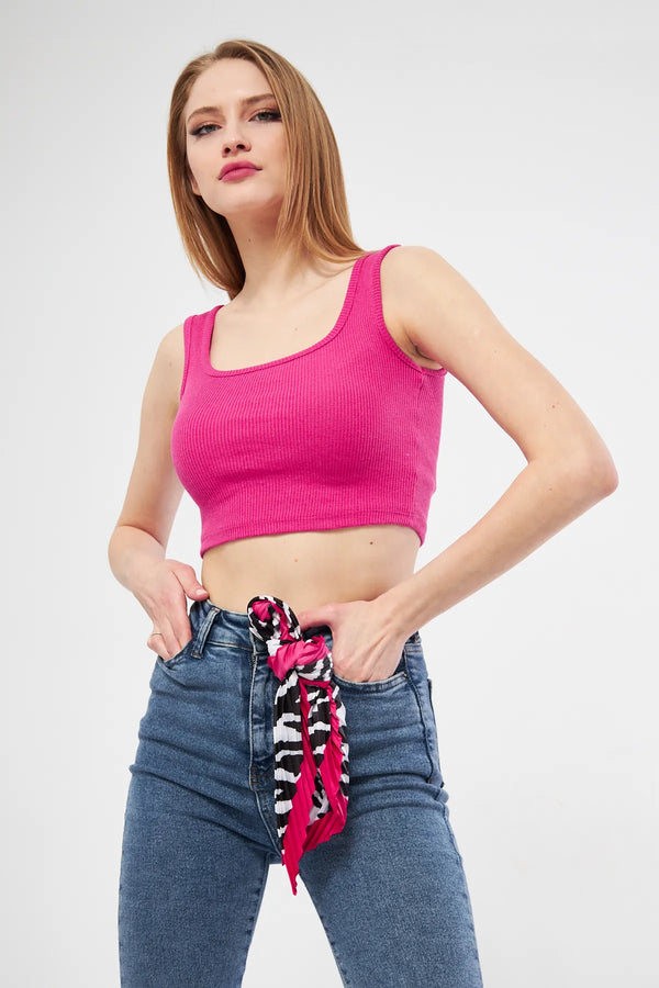 Desenli Plise Fular - Renkli Desenli Kadın Fular