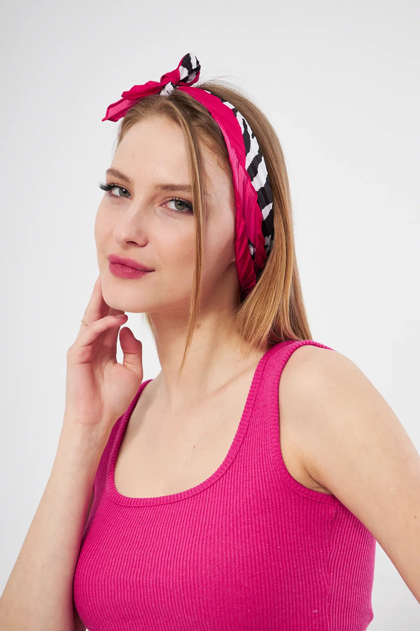 Desenli Plise Fular - Renkli Desenli Kadın Fular