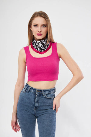 Desenli Plise Fular - Renkli Desenli Kadın Fular