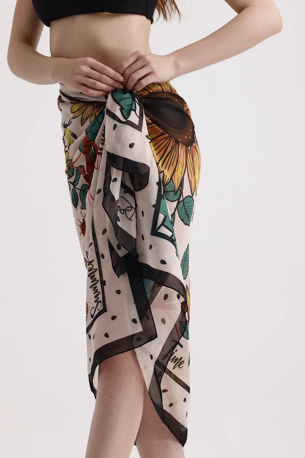 Günebakan Desenli Pareo - Plaj Için Hafif Desenli Pareo