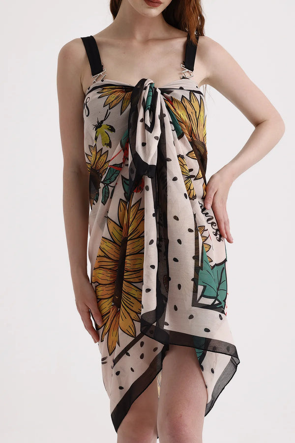 Günebakan Desenli Pareo - Plaj Için Hafif Desenli Pareo