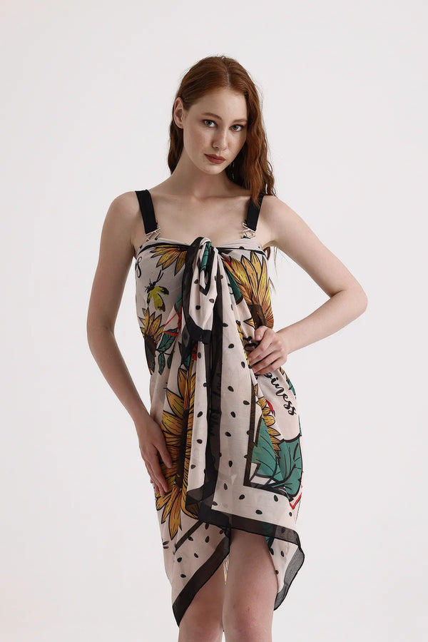 Günebakan Desenli Pareo - Plaj Için Hafif Desenli Pareo