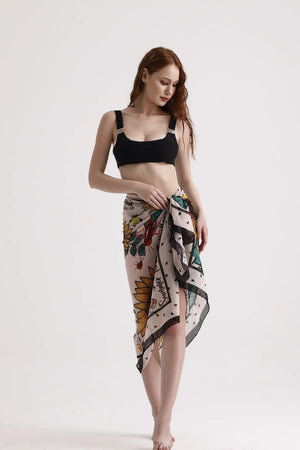 Günebakan Desenli Pareo - Plaj Için Hafif Desenli Pareo