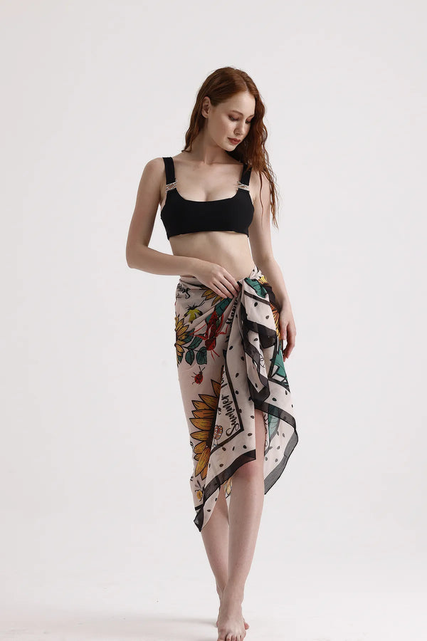 Günebakan Desenli Pareo - Plaj Için Hafif Desenli Pareo