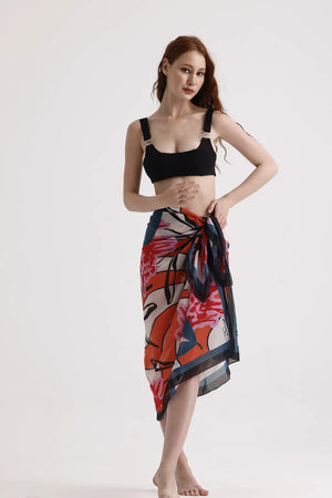 Turuncu Desenli Pareo - Plaj Için Hafif Desenli Pareo