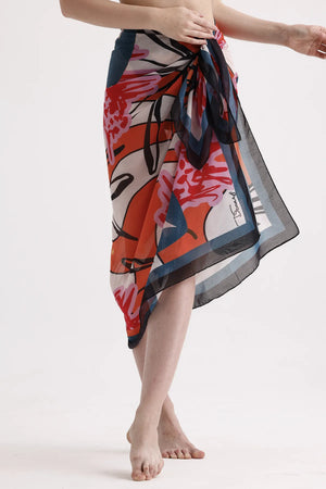 Turuncu Desenli Pareo - Plaj Için Hafif Desenli Pareo