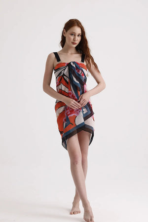 Turuncu Desenli Pareo - Plaj Için Hafif Desenli Pareo