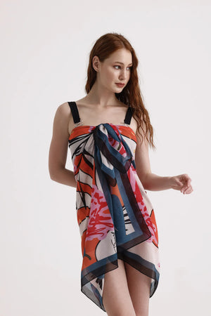 Turuncu Desenli Pareo - Plaj Için Hafif Desenli Pareo
