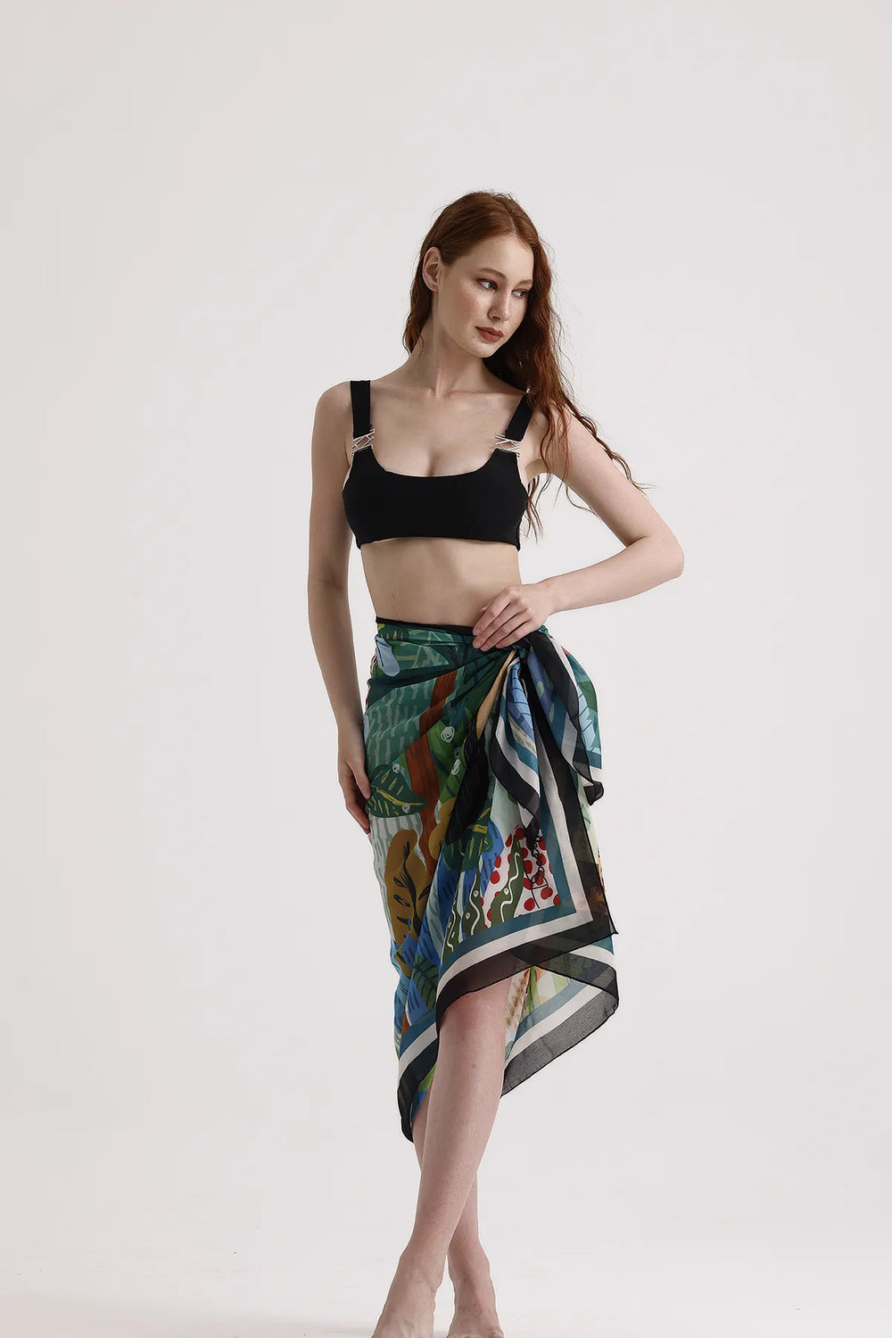 Yeşil Tropik Orman Desenli Pareo - Plaj Için Hafif Desenli Pareo