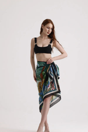 Yeşil Tropik Orman Desenli Pareo - Plaj Için Hafif Desenli Pareo