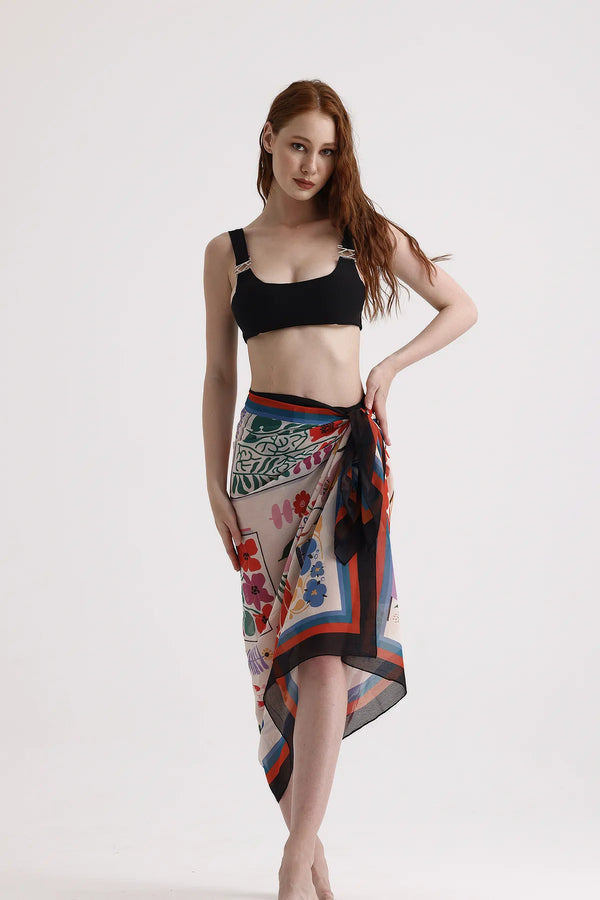 Çiçek Desenli Pareo - Plaj Için Hafif Desenli Pareo