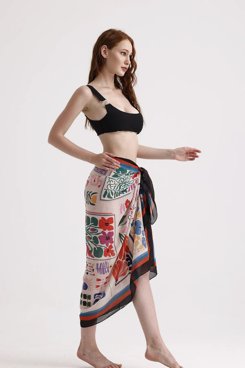 Çiçek Desenli Pareo - Plaj Için Hafif Desenli Pareo