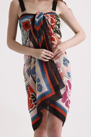 Çiçek Desenli Pareo - Plaj Için Hafif Desenli Pareo