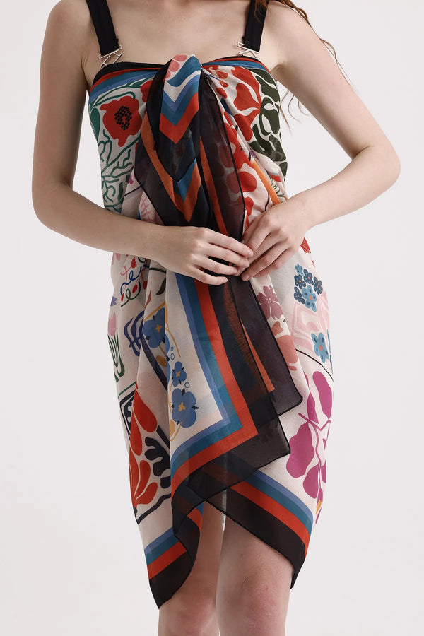 Çiçek Desenli Pareo - Plaj Için Hafif Desenli Pareo