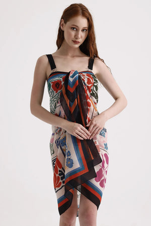 Çiçek Desenli Pareo - Plaj Için Hafif Desenli Pareo