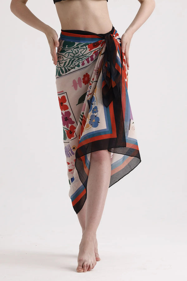 Çiçek Desenli Pareo - Plaj Için Hafif Desenli Pareo