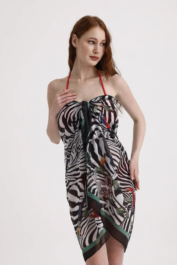 Zebra Desenli Pareo - Plaj Için Hafif Desenli Pareo