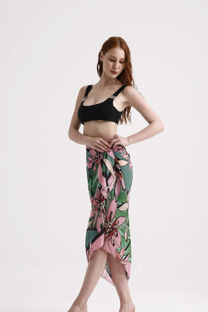 Dscarf Pareo Çiçek Desenli - Plaj Için Hafif Desenli Pareo