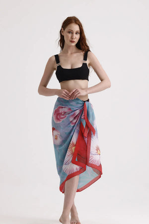 Dscarf Pareo Çiçek Desenli - Plaj Için Hafif Desenli Pareo