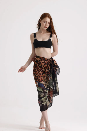 Dscarf Pareo Leopar Desenli - Plaj Için Hafif Desenli Pareo