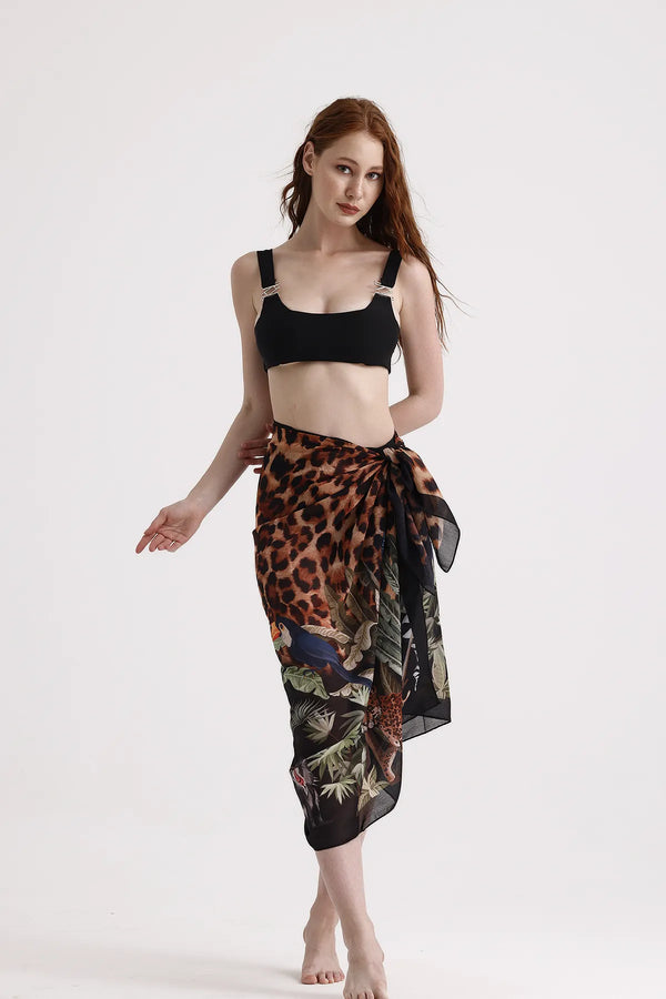 Dscarf Pareo Leopar Desenli - Plaj Için Hafif Desenli Pareo