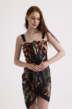 Dscarf Pareo Leopar Desenli - Plaj Için Hafif Desenli Pareo