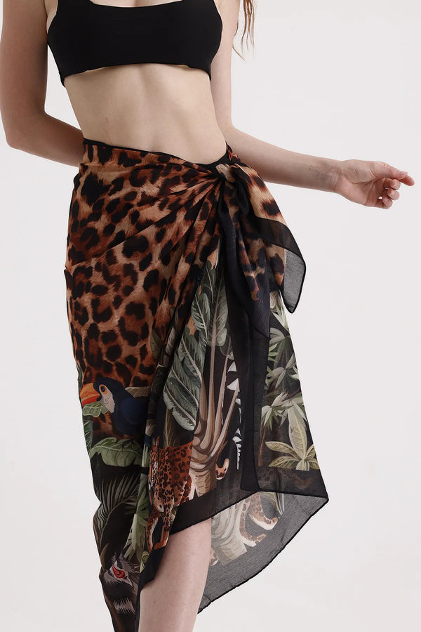 Dscarf Pareo Leopar Desenli - Plaj Için Hafif Desenli Pareo