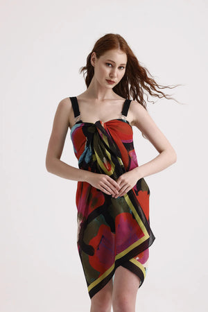 Dscarf Pareo Çiçek Desenli - Plaj Için Hafif Desenli Pareo