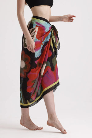 Dscarf Pareo Çiçek Desenli - Plaj Için Hafif Desenli Pareo