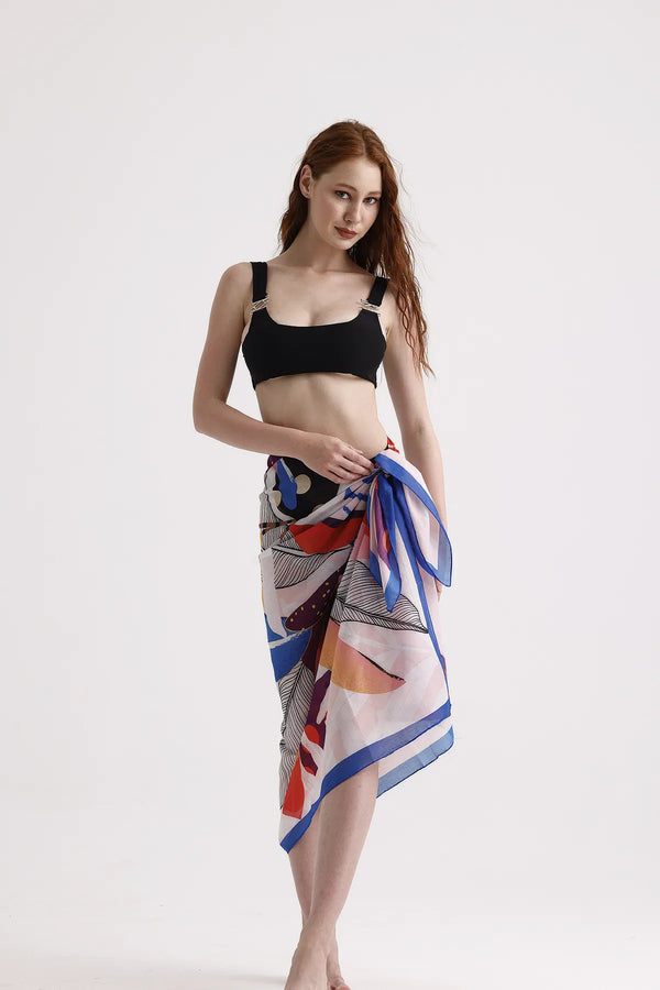 Dscarf Pareo Desenli - Plaj Için Hafif Desenli Pareo