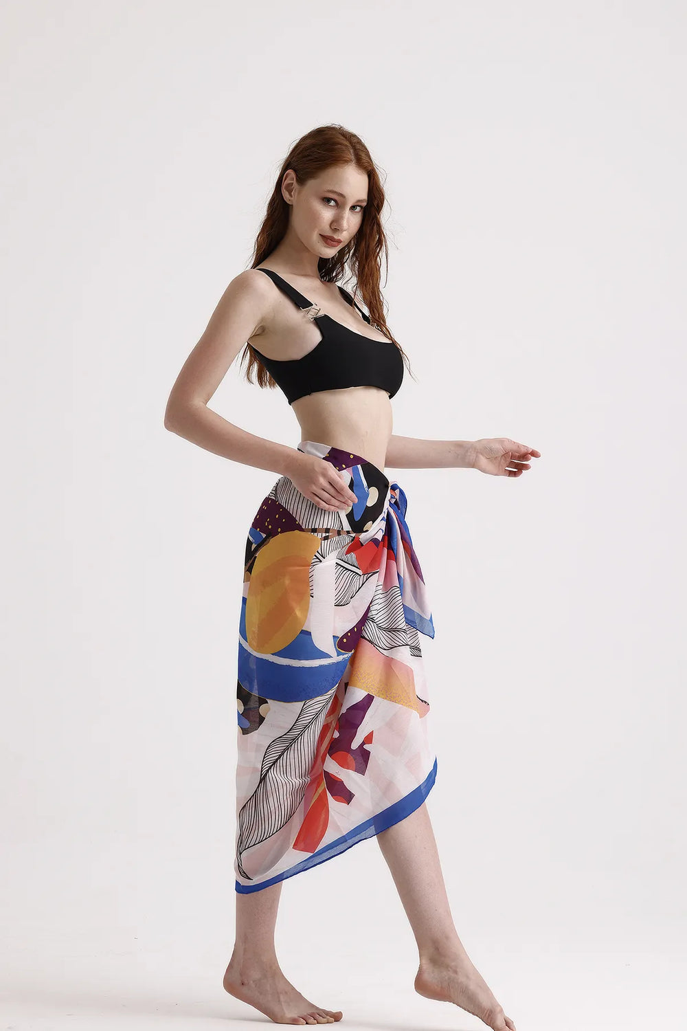 Dscarf Pareo Desenli - Plaj Için Hafif Desenli Pareo