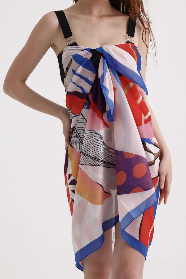 Dscarf Pareo Desenli - Plaj Için Hafif Desenli Pareo