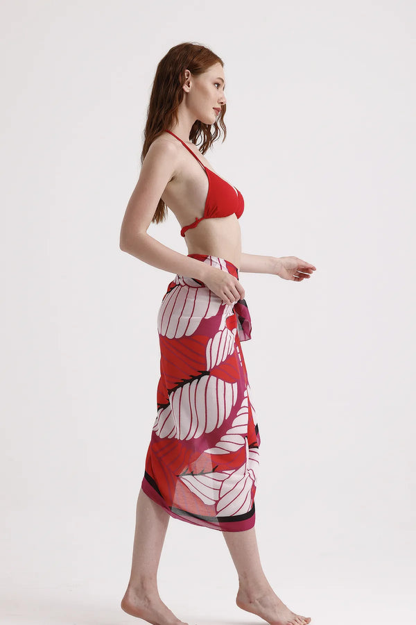 Dscarf Pareo Çiçek Desenli - Plaj Için Hafif Desenli Pareo