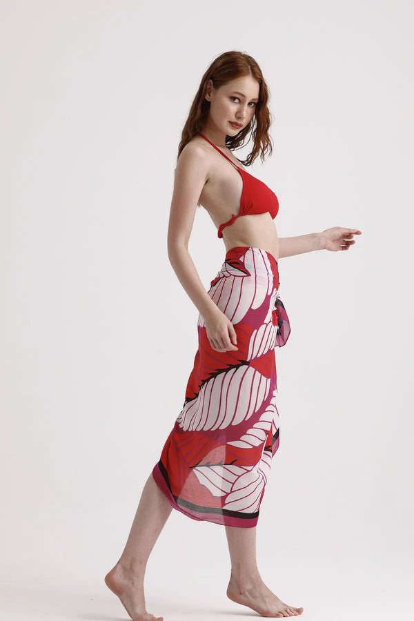 Dscarf Pareo Çiçek Desenli - Plaj Için Hafif Desenli Pareo