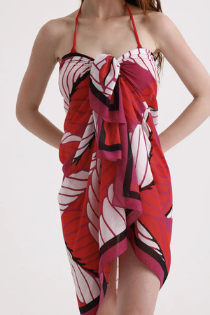 Dscarf Pareo Çiçek Desenli - Plaj Için Hafif Desenli Pareo