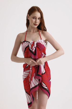 Dscarf Pareo Çiçek Desenli - Plaj Için Hafif Desenli Pareo