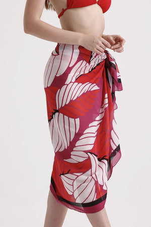 Dscarf Pareo Çiçek Desenli - Plaj Için Hafif Desenli Pareo